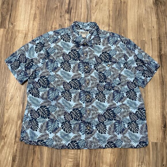 Duluth Trading Short Sleeve Leaf Floral Hawaiian Print Button Shirt Men’s 3XL - Picture 6 of 9